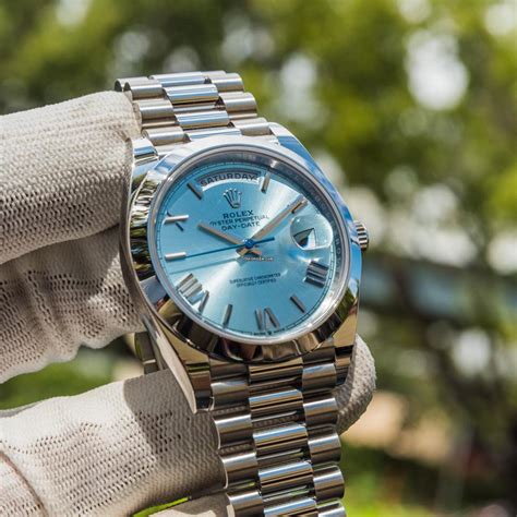 rolex day date 40 platinum ice blue price|Rolex platinum watch price.